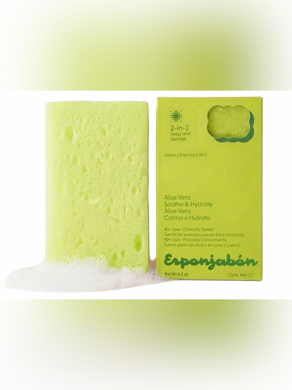 NWT. Esponjabón Aloe Vera 2-in-1 Soap & Sponge. Sooth & Hydrate